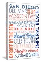 San Diego, California - Typography-Lantern Press-Stretched Canvas