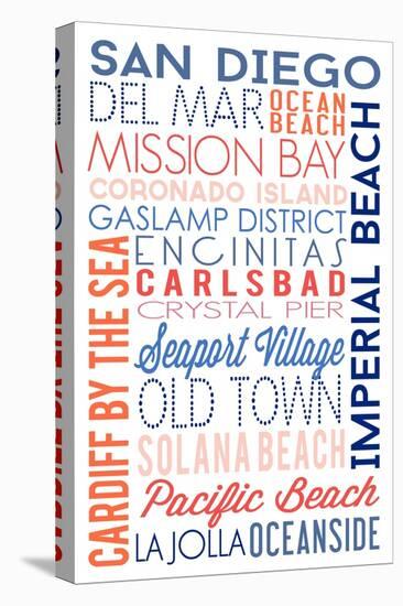 San Diego, California - Typography-Lantern Press-Stretched Canvas