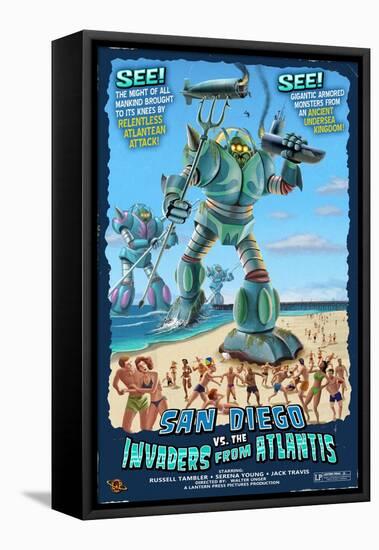 San Diego, California vs. The Atlantean Invaders-Lantern Press-Framed Stretched Canvas