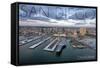 San Diego, California - Water and City Aerial View-Lantern Press-Framed Stretched Canvas