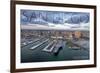 San Diego, California - Water and City Aerial View-Lantern Press-Framed Art Print