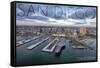 San Diego, California - Water and City Aerial View-Lantern Press-Framed Stretched Canvas