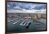 San Diego, California - Water and City Aerial View-Lantern Press-Framed Art Print