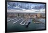 San Diego, California - Water and City Aerial View-Lantern Press-Framed Art Print