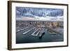San Diego, California - Water and City Aerial View-Lantern Press-Framed Art Print