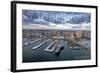 San Diego, California - Water and City Aerial View-Lantern Press-Framed Art Print