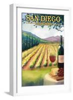 San Diego, California - Wine Country-Lantern Press-Framed Art Print