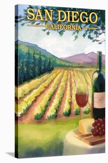 San Diego, California - Wine Country-Lantern Press-Stretched Canvas