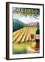 San Diego, California - Wine Country-Lantern Press-Framed Art Print