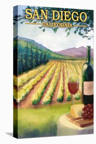San Diego, California - Wine Country-Lantern Press-Stretched Canvas