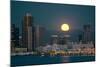 San Diego Downtown Skyline and Full Moon over Water at Night-Songquan Deng-Mounted Photographic Print