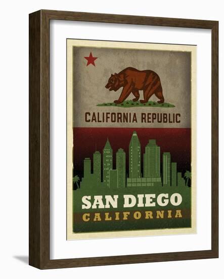 San Diego Flag-Red Atlas Designs-Framed Giclee Print