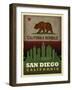 San Diego Flag-Red Atlas Designs-Framed Giclee Print