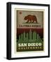 San Diego Flag-Red Atlas Designs-Framed Giclee Print