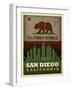 San Diego Flag-Red Atlas Designs-Framed Giclee Print