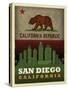 San Diego Flag-Red Atlas Designs-Stretched Canvas