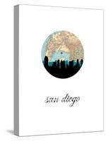 San Diego Map Skyline-Paperfinch 0-Stretched Canvas