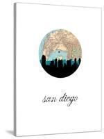 San Diego Map Skyline-Paperfinch 0-Stretched Canvas