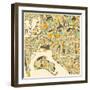 San Diego Map-Jazzberry Blue-Framed Art Print