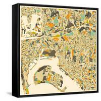 San Diego Map-Jazzberry Blue-Framed Stretched Canvas