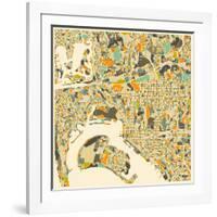 San Diego Map-Jazzberry Blue-Framed Art Print