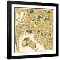 San Diego Map-Jazzberry Blue-Framed Art Print