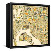 San Diego Map-Jazzberry Blue-Framed Stretched Canvas