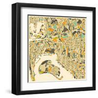 San Diego Map-Jazzberry Blue-Framed Art Print