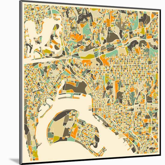 San Diego Map-Jazzberry Blue-Mounted Art Print