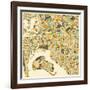 San Diego Map-Jazzberry Blue-Framed Giclee Print