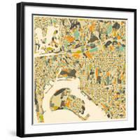 San Diego Map-Jazzberry Blue-Framed Giclee Print