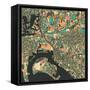 San Diego Map-Jazzberry Blue-Framed Stretched Canvas