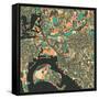 San Diego Map-Jazzberry Blue-Framed Stretched Canvas
