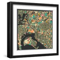 San Diego Map-Jazzberry Blue-Framed Art Print