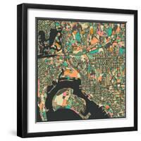 San Diego Map-Jazzberry Blue-Framed Art Print