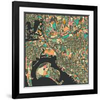 San Diego Map-Jazzberry Blue-Framed Art Print