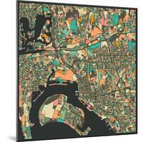 San Diego Map-Jazzberry Blue-Mounted Art Print