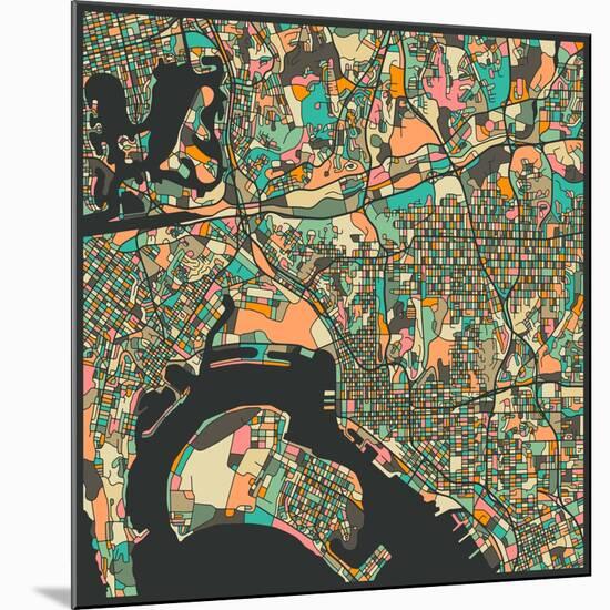 San Diego Map-Jazzberry Blue-Mounted Art Print