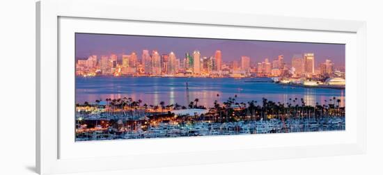 San Diego Skyline at Night and Marina-Andy Z-Framed Art Print