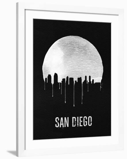 San Diego Skyline Black-null-Framed Art Print