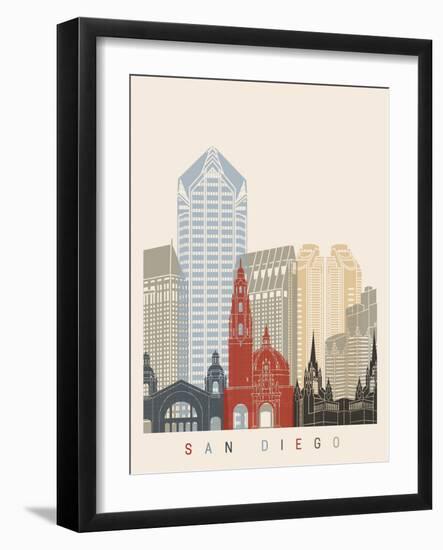 San Diego Skyline Poster-paulrommer-Framed Art Print