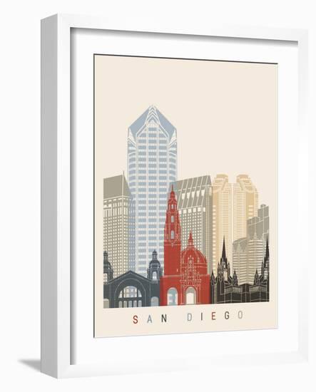 San Diego Skyline Poster-paulrommer-Framed Art Print