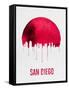 San Diego Skyline Red-null-Framed Stretched Canvas