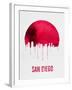 San Diego Skyline Red-null-Framed Art Print