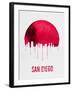 San Diego Skyline Red-null-Framed Art Print