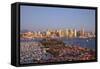 San Diego Skyline with Harbor Island Boats, California, USA, Summer-Stuart Westmorland-Framed Stretched Canvas