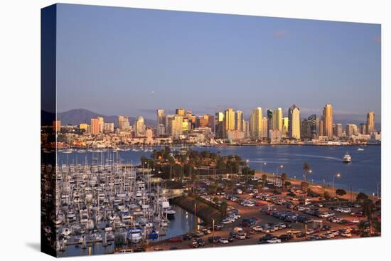 San Diego Skyline with Harbor Island Boats, California, USA, Summer-Stuart Westmorland-Stretched Canvas