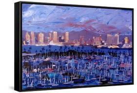 San Diego Skyline with Marina at Dusk-Markus Bleichner-Framed Stretched Canvas