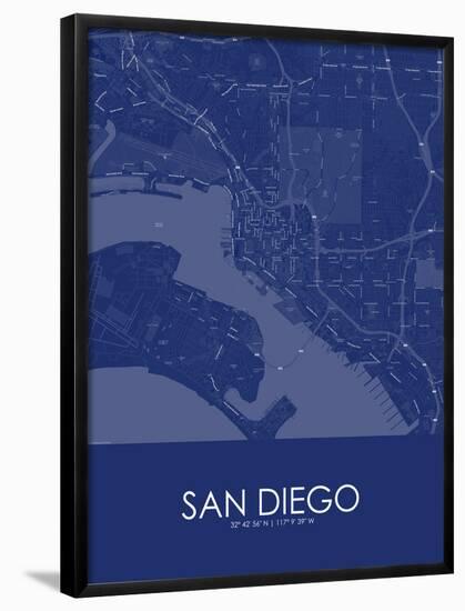 San Diego, United States of America Blue Map-null-Framed Poster