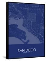 San Diego, United States of America Blue Map-null-Framed Stretched Canvas